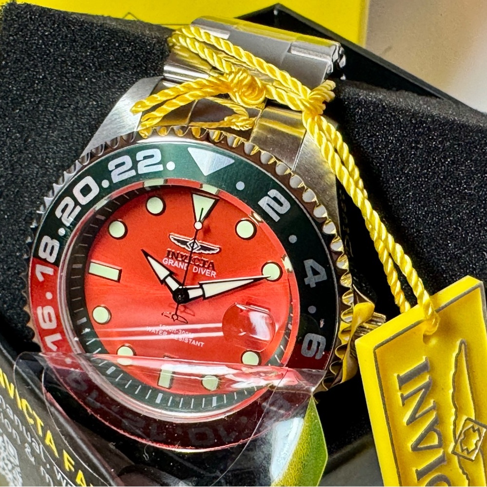 Invicta Grand Diver Miami Edition - Orange/Green Bezel, Orange Dial